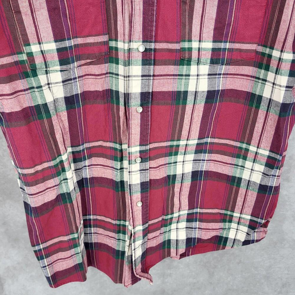 Panhandle Slim Western Shirt Mens 16 Large Plaid Pearl Snap Rodeo USA Vtg Heavy - Picture 2 of 12